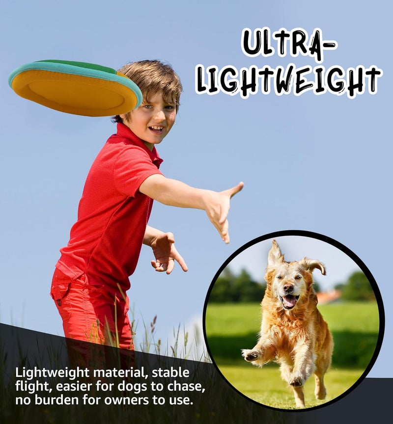 IPTPAS Dog Flying Disc Dog Flyer Toy for Fetch, Durable Nylon 9.5" Diameter with Soft and Thick Edges, Gentle on Teeth & Gums, Lightweight & Water Floating, Outdoor Play for All Breeds (A-Blue/Orange) - Image 5